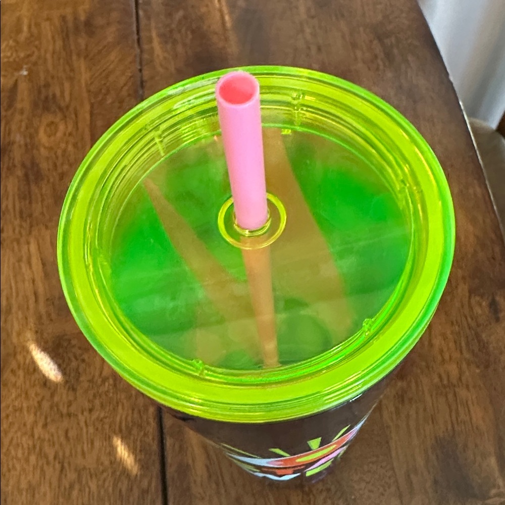 Starbucks Stay Weird Green Tumbler with Pink Straw - Picture 2 of 3